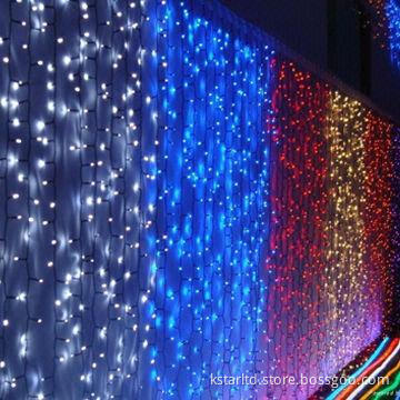LED Party Light Curtain with Size 2 x 3m and 600 LED Per Set, End to End Connector, CE, RoHS